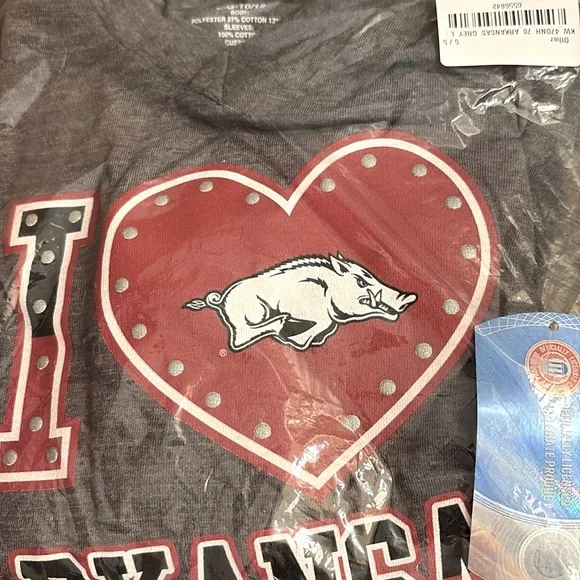 NWT [Outerstuff] Arkansas Razorbacks NCAA Long Sleeve Tee Grey Girls Youth M-XL - Picture 5 of 6